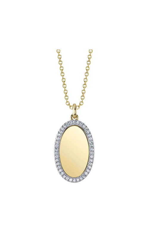 Shy Creation 14k Yellow Gold .11ctw Oval Diamond Necklace SC55026682RD