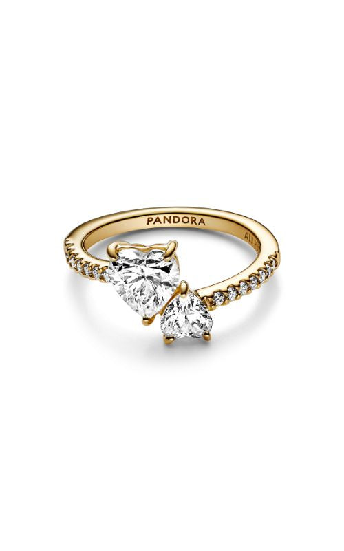 Pandora Double Heart Sparkling Ring 161198C01-64