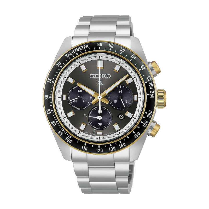 Seiko Men's Speedtimer 41.4mm Solar Two Tone Chrongraph Watch HBJ002