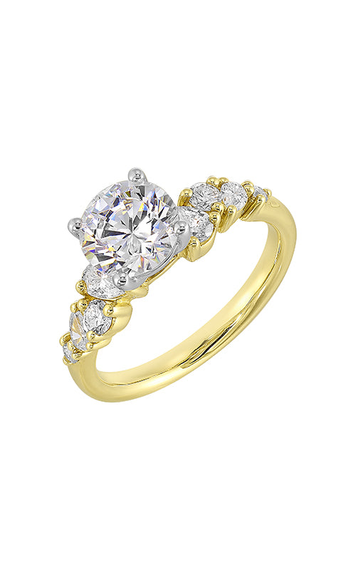 Perfect Love 14KYW Two Tone 1/2ctw Round Semi Mount Engagement Ring W6351RN150SM-4YWB
