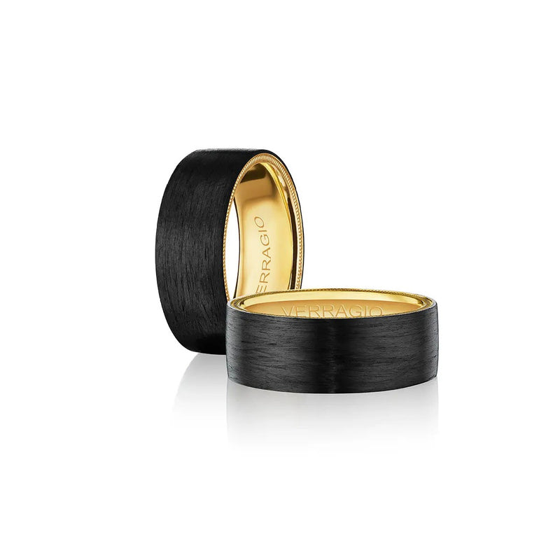 Verragio Men's 18k Yellow Gold 8mm Carbon Fiber Wedding Band VWCF-303-8