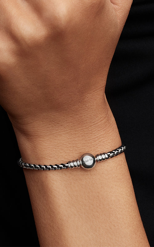 Pandora Black Cord Box Chain Bracelet 593816C02-19