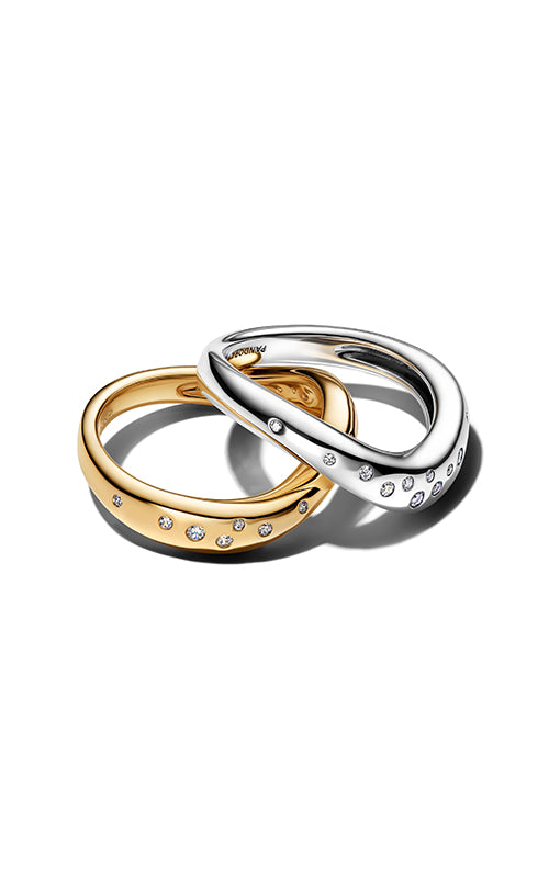 Pandora Organically Shaped Two-Tone Stacking Rings 164674C01-50
