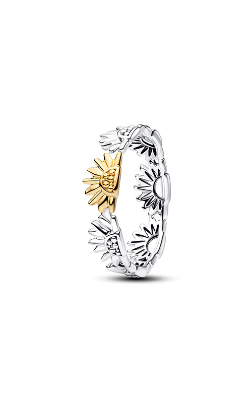Pandora Sunflower Two-Tone Band Ring 164702C00-50