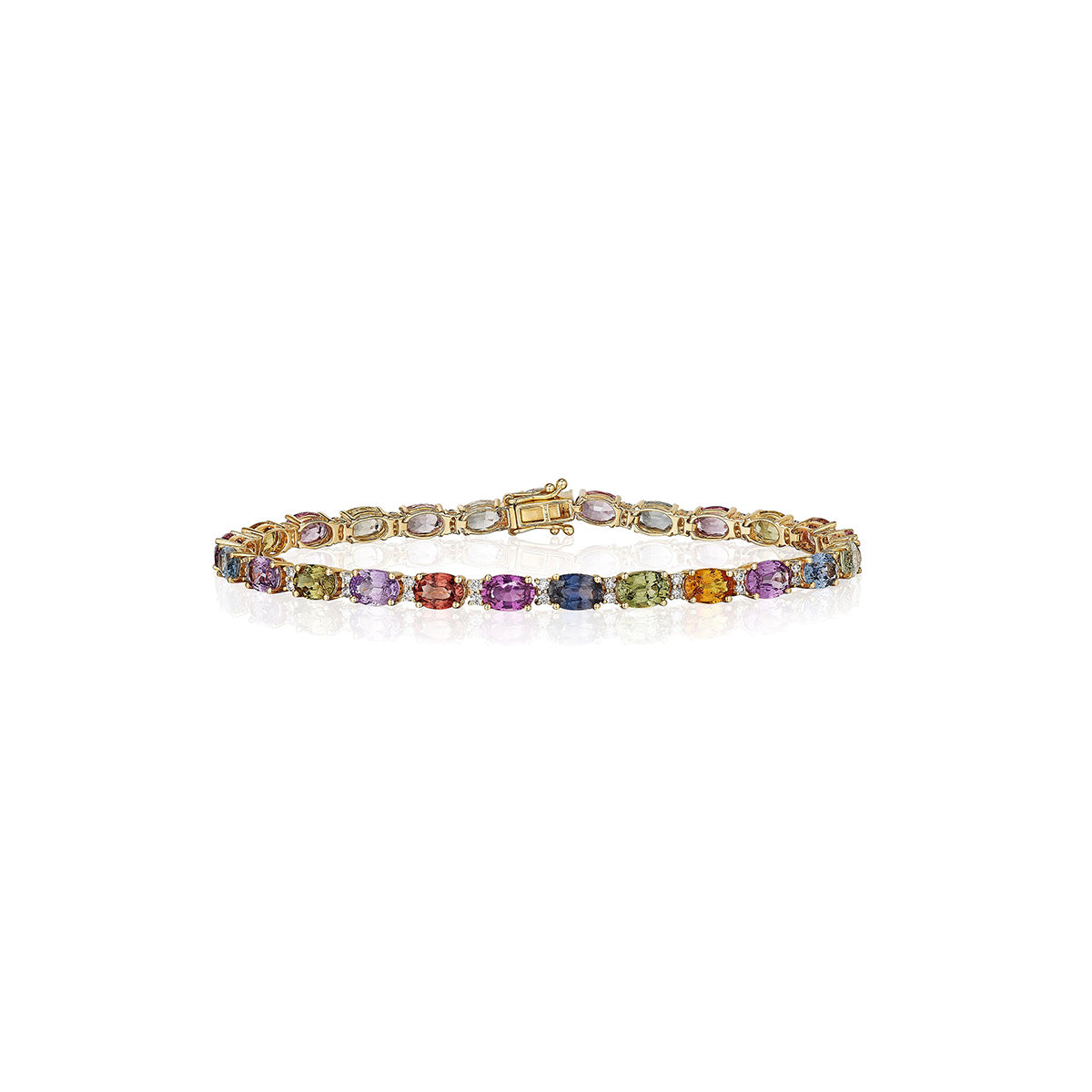 Albert's 14k Yellow Gold 7.25" 14.26ctw Natural Fancy Sapphire and .53ctw Diamond Bracelet B2511847