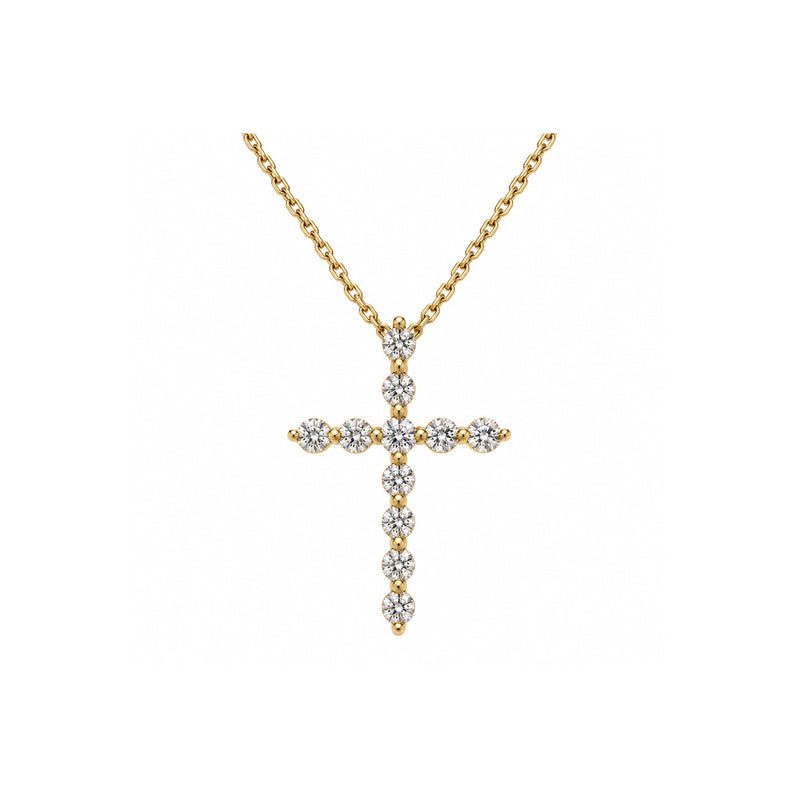 Albert's 14k Yellow Gold .52ctw Diamond Cross Necklace