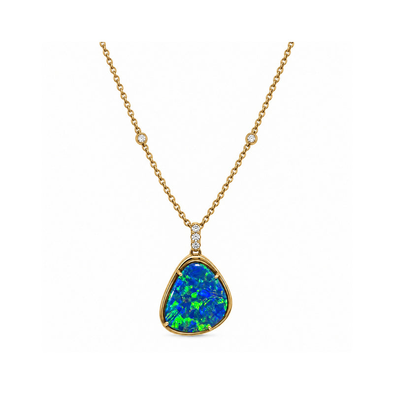 Albert's 14k 5.16ct Doublet Opal and .06ctw Round Diamond 18" Necklace P2514746
