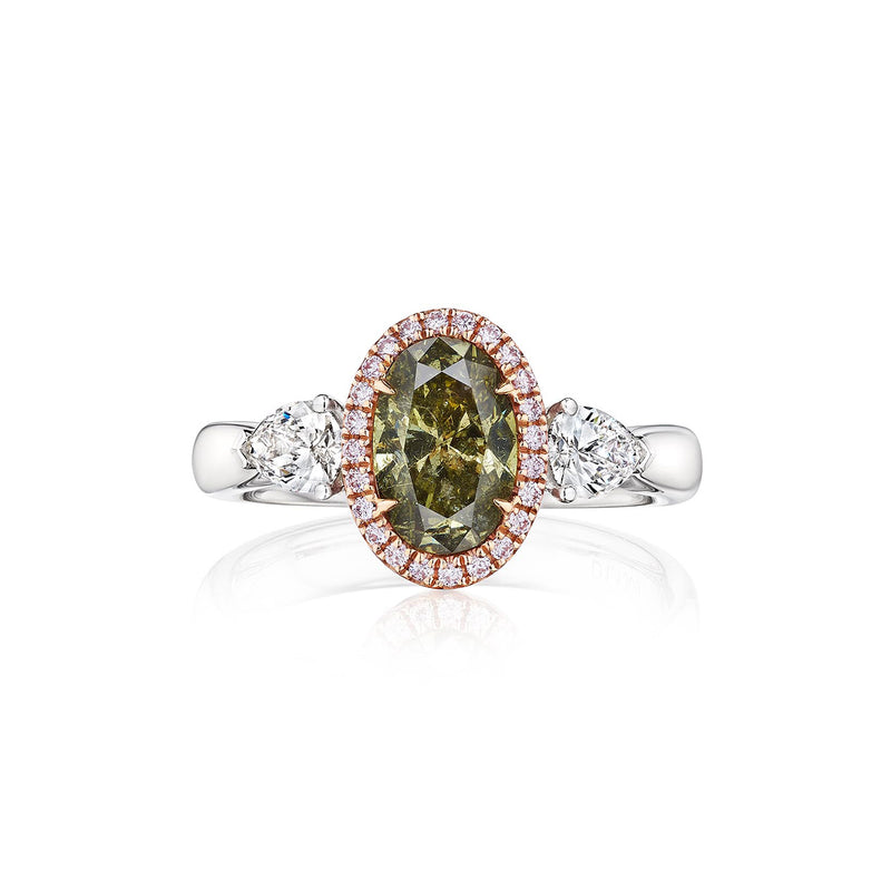 Albert's 14k White Gold 1.13ct Chameleon Diamond Center and .10ctw Diamond Halo Ring R5357-1KT5