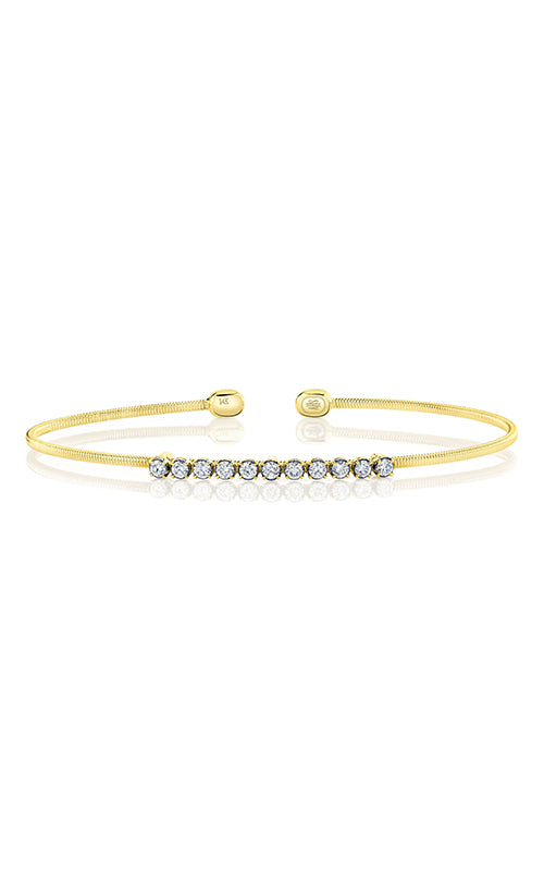 Shy Creation 14k Yellow and White Gold .39ctw Diamond Bangle Bracelet B22001124ZS