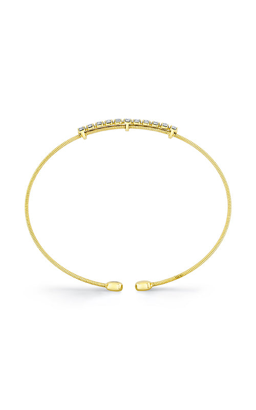 Shy Creation 14k Yellow and White Gold .39ctw Diamond Bangle Bracelet B22001124ZS
