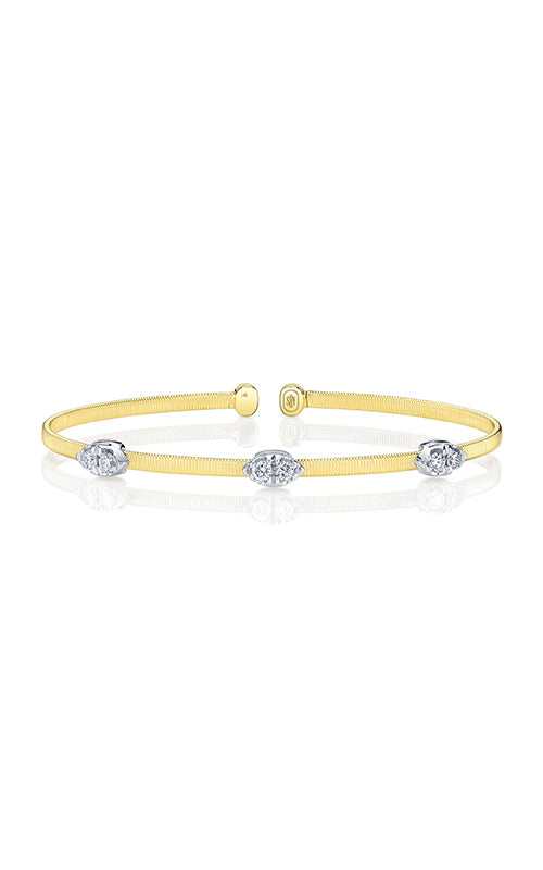 Shy Creation 14k Yellow and White Gold .40ctw Diamond Bangle Bracelet