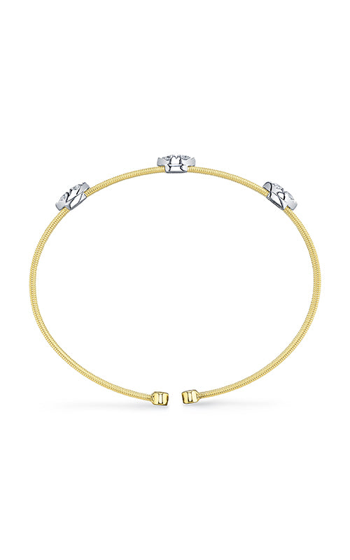 Shy Creation 14k Yellow and White Gold .40ctw Diamond Bangle Bracelet