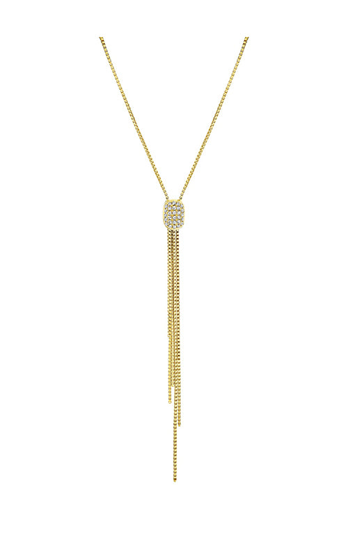 Shy Creation 14k Yellow Gold .07ctw Pave Fringe Necklace SC55029690
