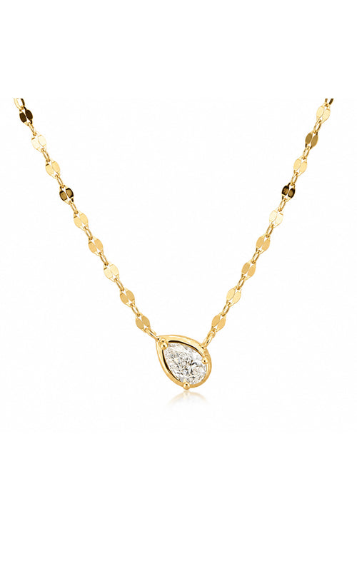 Shy Creation 14k Yellow Gold .23ct Pear Diamond with 18" Adjustable Sparkle Chain SC55029714
