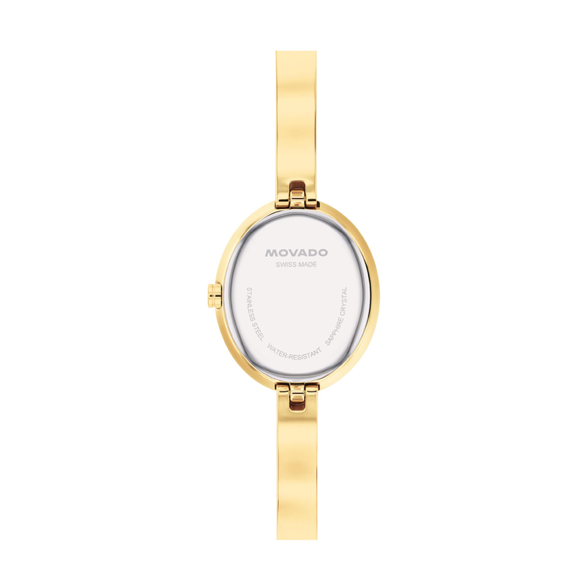 Movado Ladies' Oval Gold Tone Black Dial Bangle Watch 0608110
