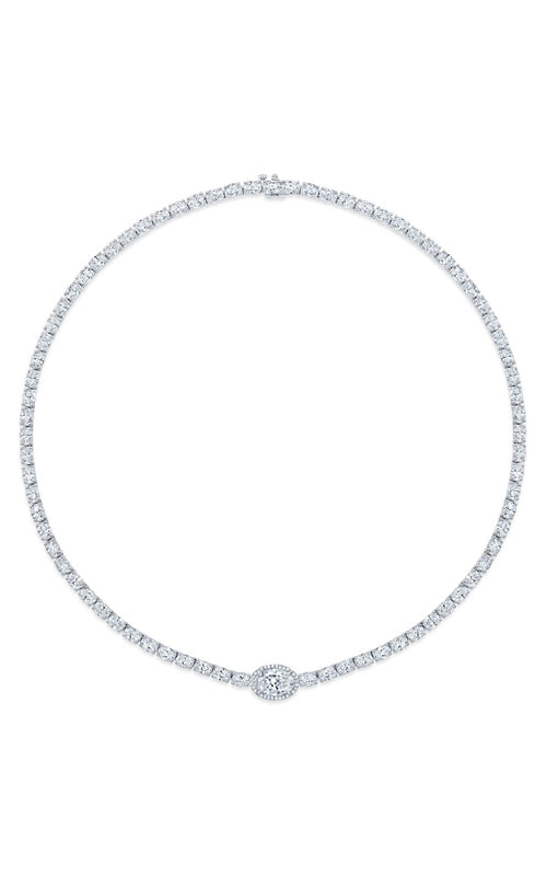 Rahaminov 18k White Gold 1.52ct G SI2 Moval Center with 14.90ct Melee Diamond Necklace NK-8506