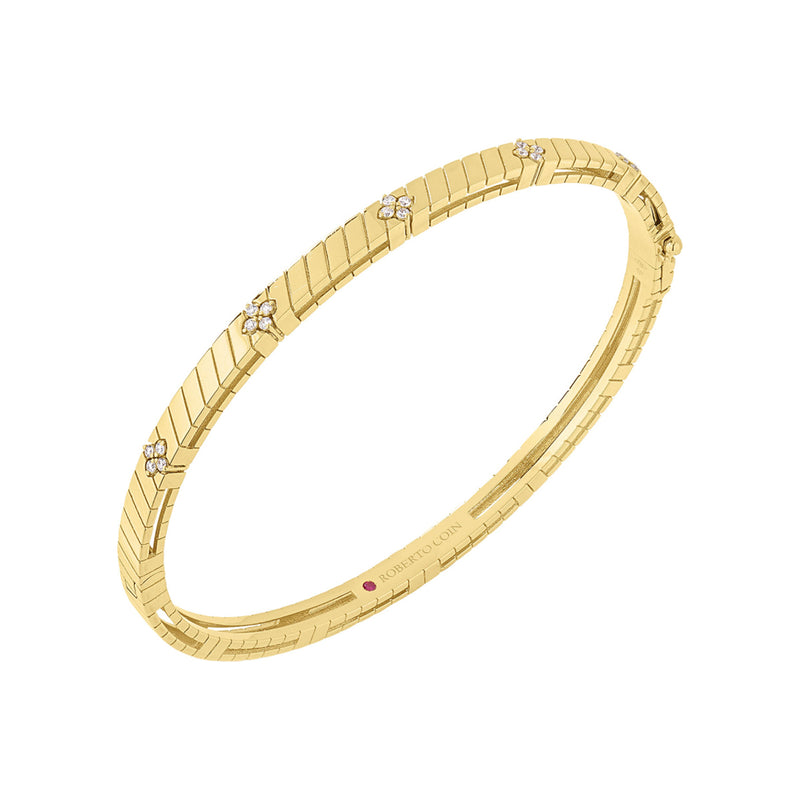 Roberto Coin 14k Yellow Gold .09ctw Round Diamond Love in Verona Bangle Bracelet 8884025AYBAX