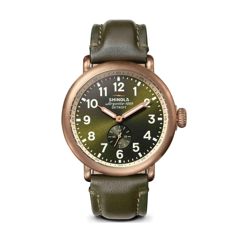 Shinola Bronze Runwell Sub Second 43mm Olive Watch S0120494089