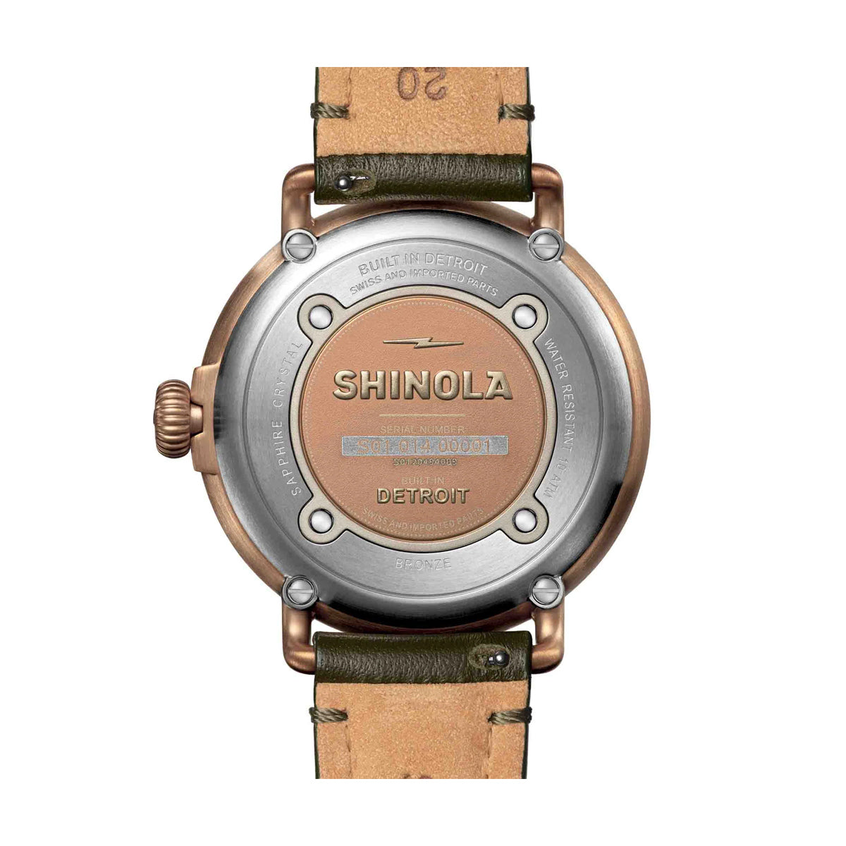 Shinola Bronze Runwell Sub Second 43mm Olive Watch S0120494089
