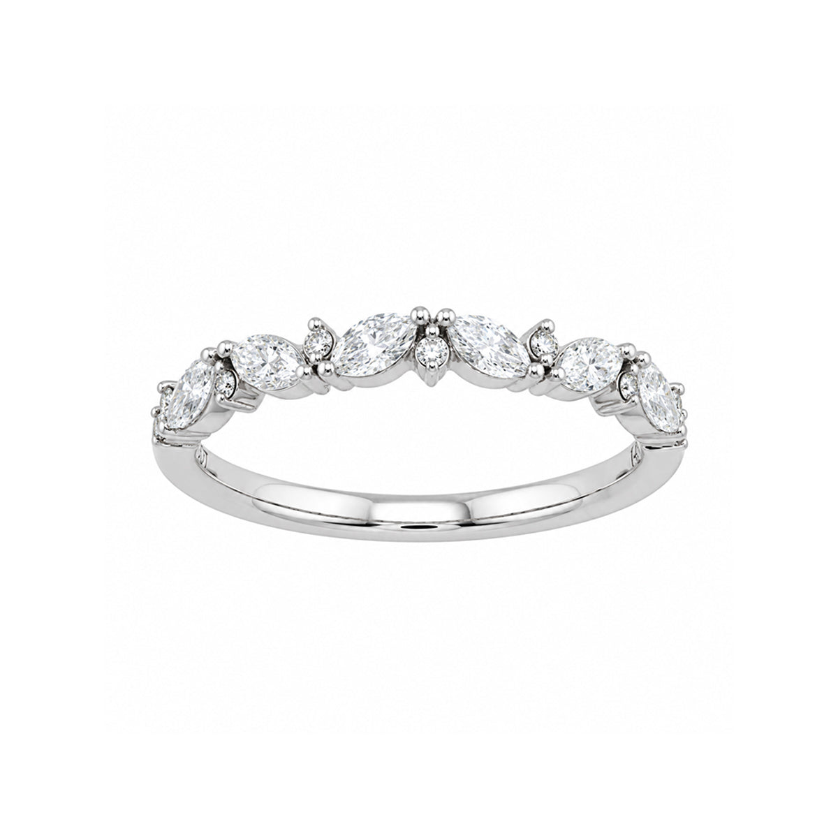 Perfect Love 14k White Gold 1/4ctw Marquise and Round Diamond Wedding Band RG16923-4WB