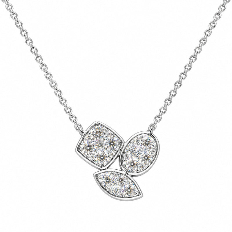 Ashley Lauren 14k White Gold .66ctw Round Diamond Geometric Shapes Necklace with 16-18" Cable Chain Necklace N1402-14W