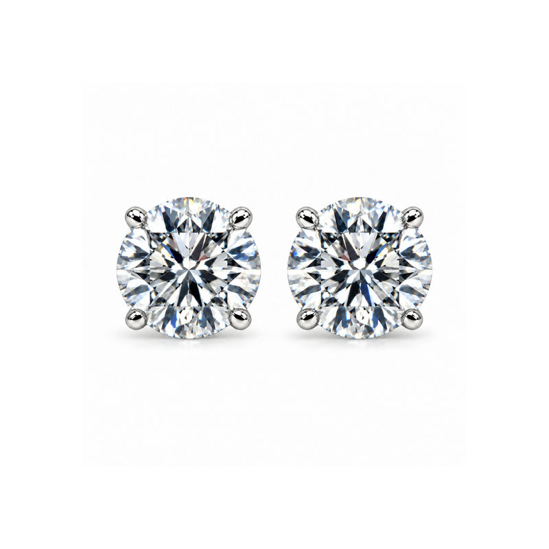 Ashley Lauren 14k White Gold 2ctw and .08ctw Round Side Stone Hidden Halo Stud Earrings E2690-R202-LAB