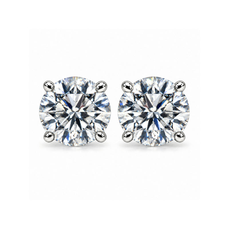 Ashley Lauren Collection from Essentials Collection 14k White Gold 4ctw and .12ctw Round Side Stone Hidden Halo Stud Earrings E2690-R402-LAB
