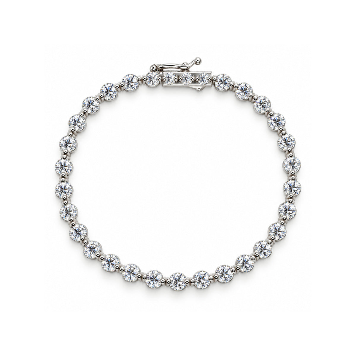 Ashley Lauren 14k White Gold 3ctw Round Diamond Single Prong Tennis Bracelet BR600-302A