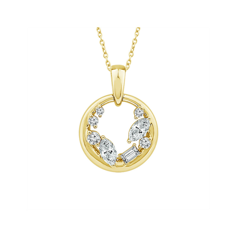 Albert's 14k Yellow Gold 1ctw Fancy Lab Grown Diamond Necklace SSPF1501K6Y4CC