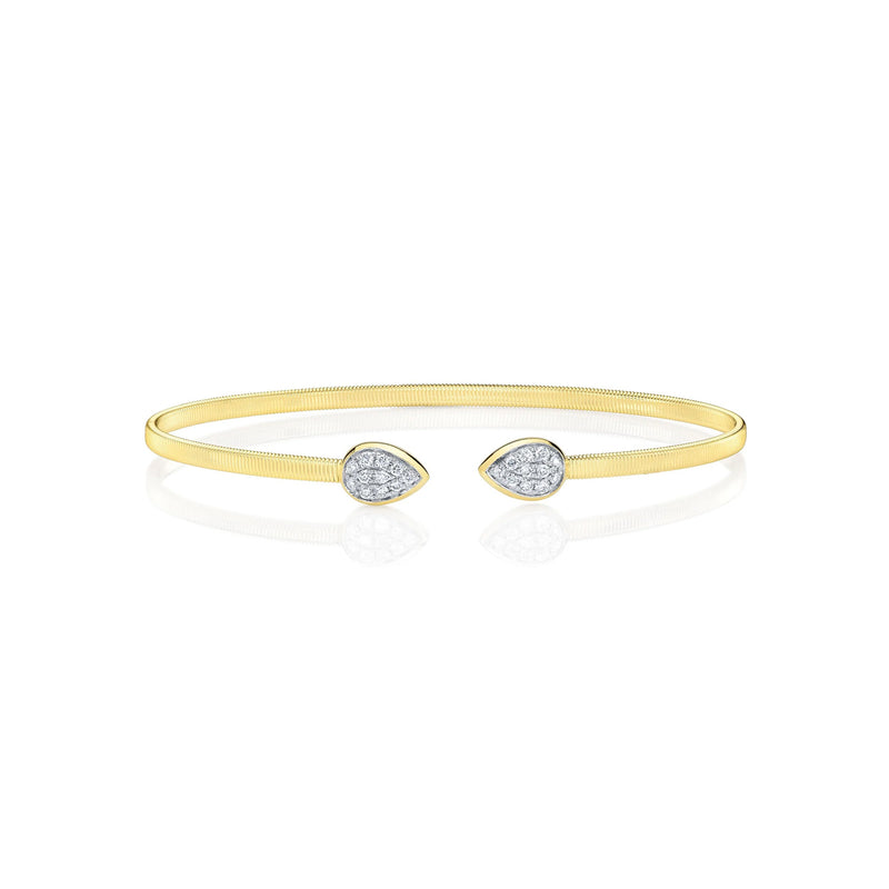 Shy Creation 14k Yellow Gold .21ctw Diamond Pear Shaped Bangle Bracelet B22001633RDZS