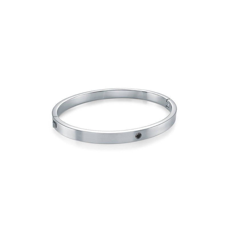 Italgem Stainless Steel 8" 6mm Black CZ Bangle Bracelet SMBG205-8
