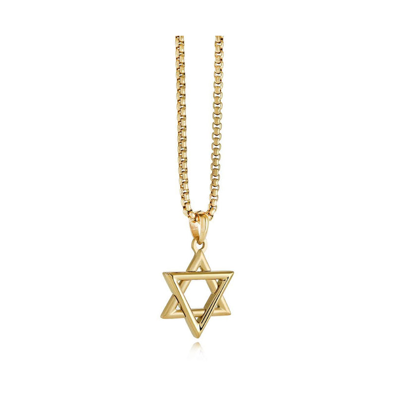 Italgem Stainless Gold Plated 22" Star of David Necklace SP456-GO