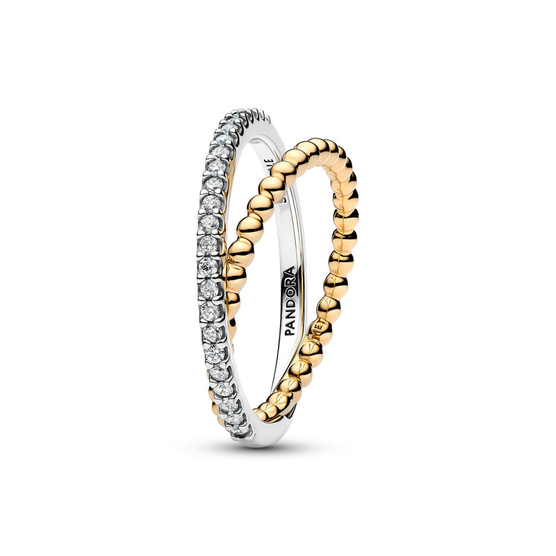 Pandora Crossover Beads & Pavé Double Band Ring 164827C01-48