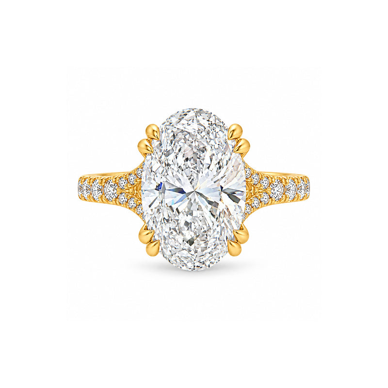Centurion 14k Yellow Gold 4.60ct Oval E VS1 Center and .39ctw Round Diamond Melle Lab Grown Engagement Ring RG075035-YLG14-7 LGC1260