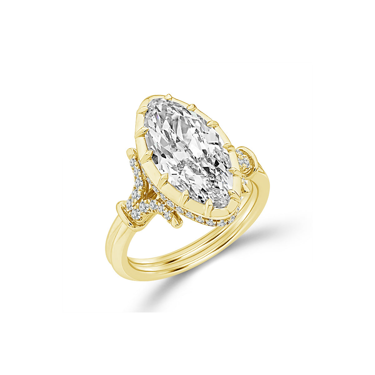 Albert's 14k Yellow and White Gold 4.14ct Marquise Center E VS1 1/3ctw Melee Round Lab Grown Engagement Ring EVFRE-4760XA33YW4