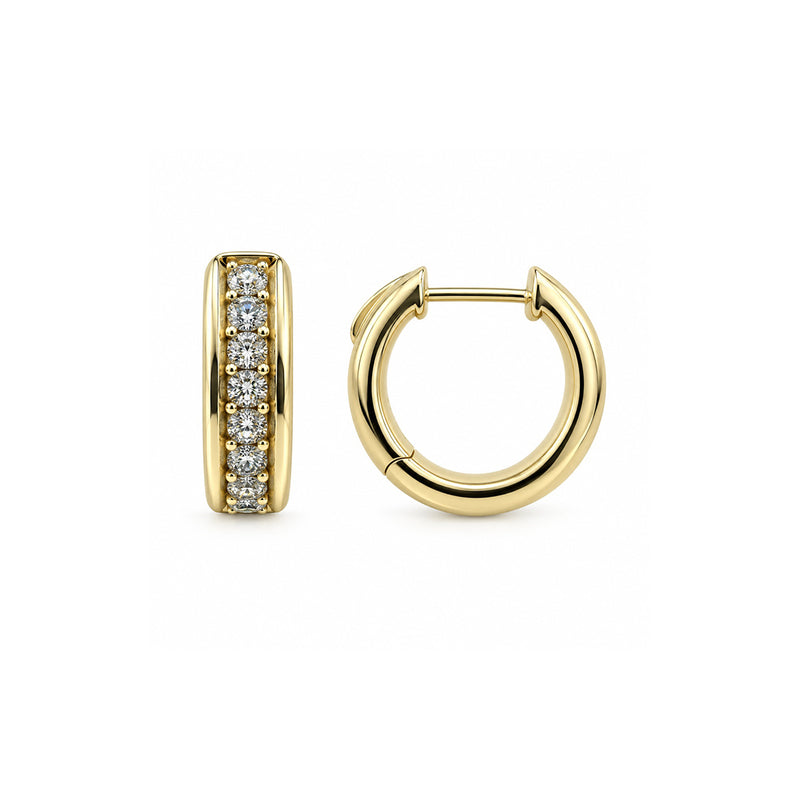 Ashley Lauren 14k Yellow Gold 1/3ctw Diamond Huggie Hoop Earrings FEH-0480AC4Y