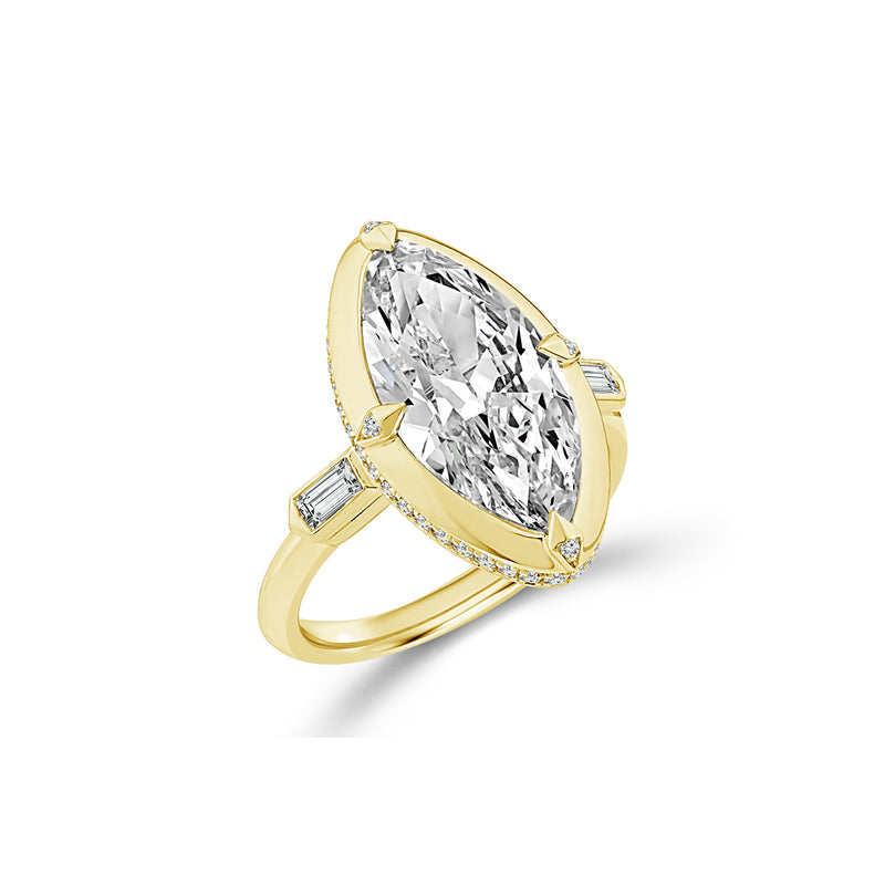 Albert's 14k Yellow and White Gold 5.11ct F VVS2 Center and Moval Old European Lab Grown Hidden Halo Engagement Ring EVFRE-4709XA33YW4