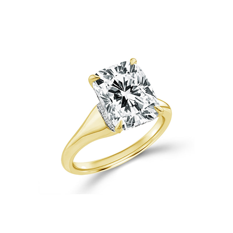 Albert's 14k Yellow Gold 5.04ct Cushion Modified Brilliant F VVS2 and 1/5ctw Round Melee Lab Grown Diamond Engagement Ring EVFRE-4679XA33Y4