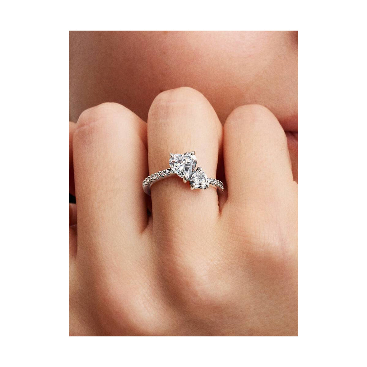 Pandora Double Heart Sparkling Ring 191198C01-46
