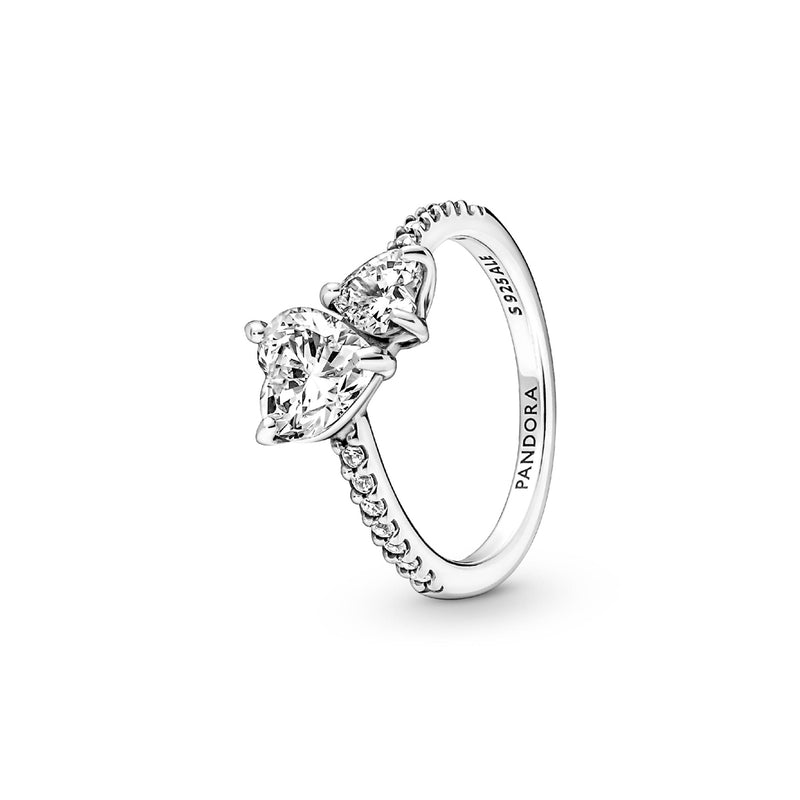Pandora Double Heart Sparkling Ring 191198C01-64