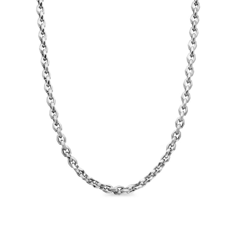 Torqued Faceted Chain Link Necklace in Sterling Silver, 7mm