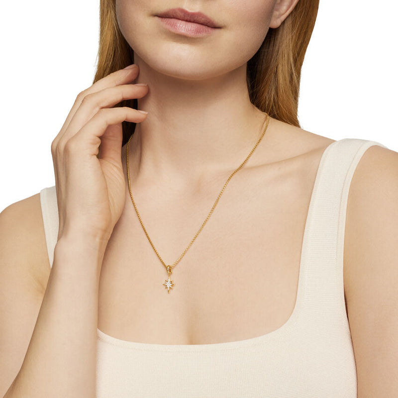 North Star Amulet in 18K Yellow Gold with Diamonds, 15mm