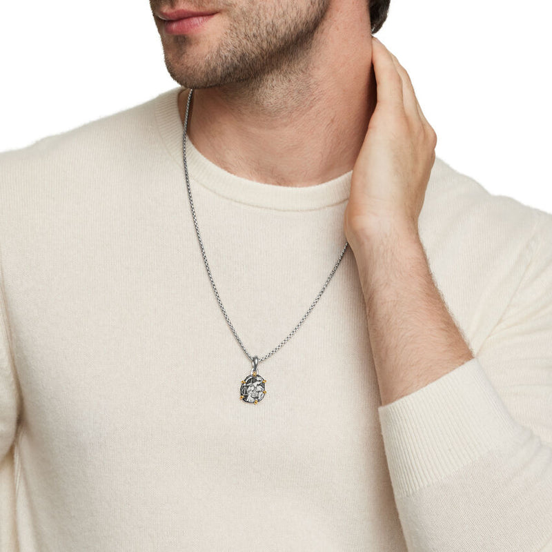Libra Amulet in Sterling Silver with 18K Yellow Gold, 33mm