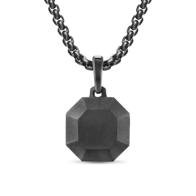 Faceted Stone Amulet in Black Titanium, 16mm