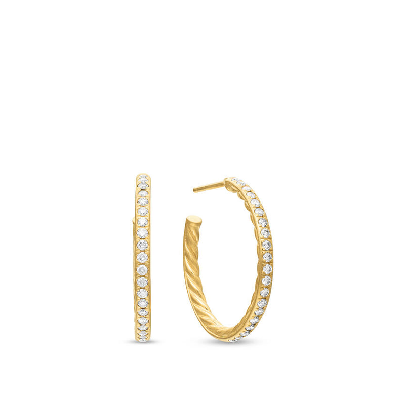 Pavé Hoop Earrings in 18K Yellow Gold with Diamonds, 25.4mm