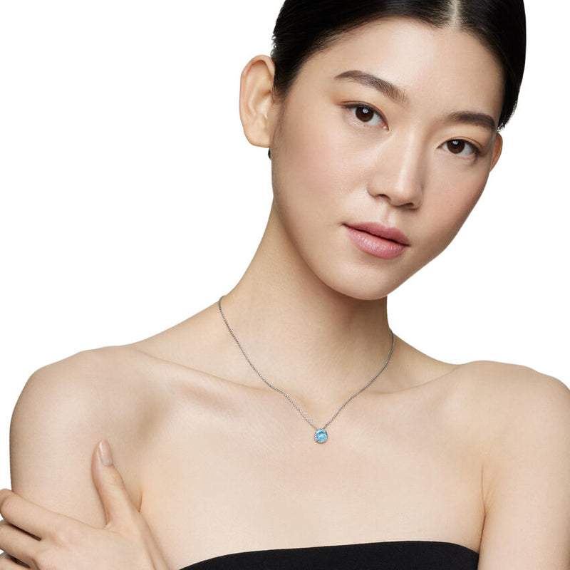 Petite Chatelaine® Necklace in Sterling Silver with Blue Topaz, 10mm