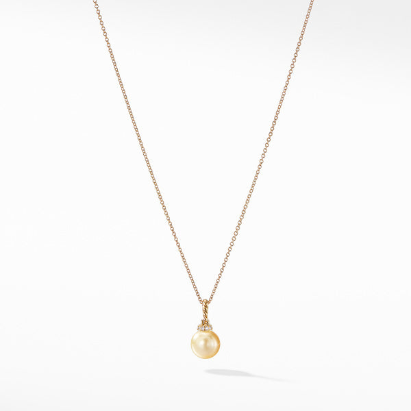 Solari Pendant Necklace with South Sea Golden Pearl and Diamonds in 18K Gold