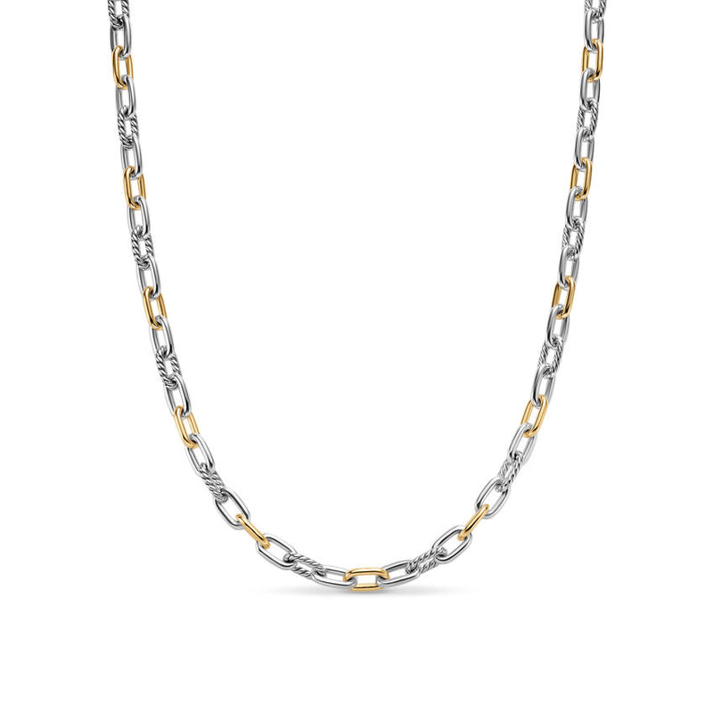 DY Madison® Chain Necklace in Sterling Silver with 18K Yellow Gold, 6mm