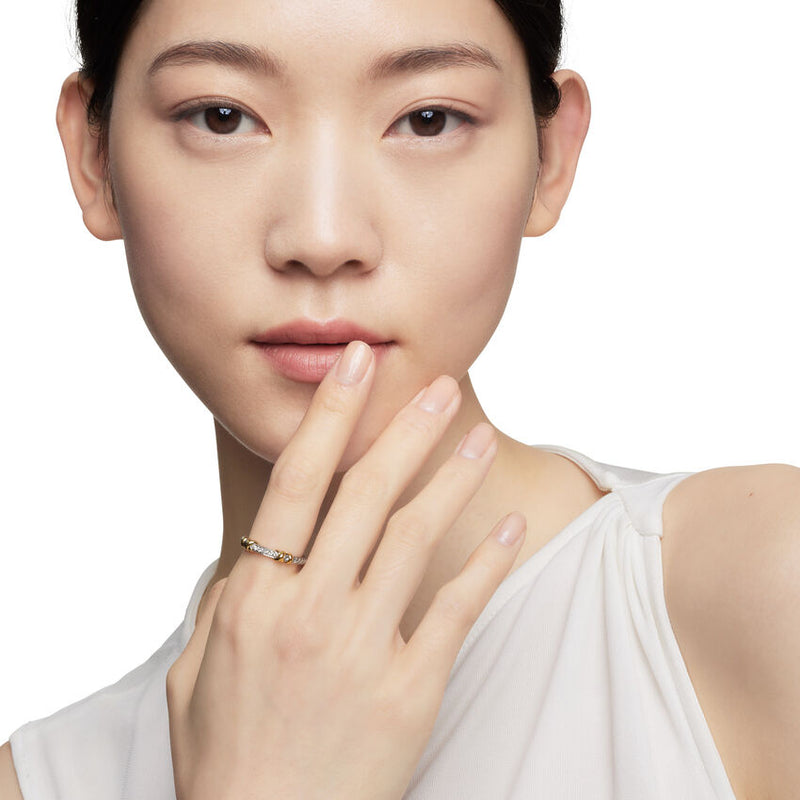 Petite Helena Wrap Band Ring in Sterling Silver with 18K Yellow Gold and Diamonds, 4mm