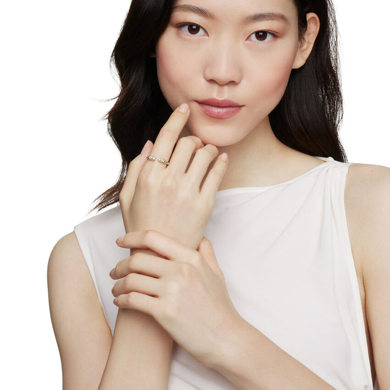Petite Helena Open Ring in Sterling Silver with 18K Yellow Gold and Diamonds, 2.5mm